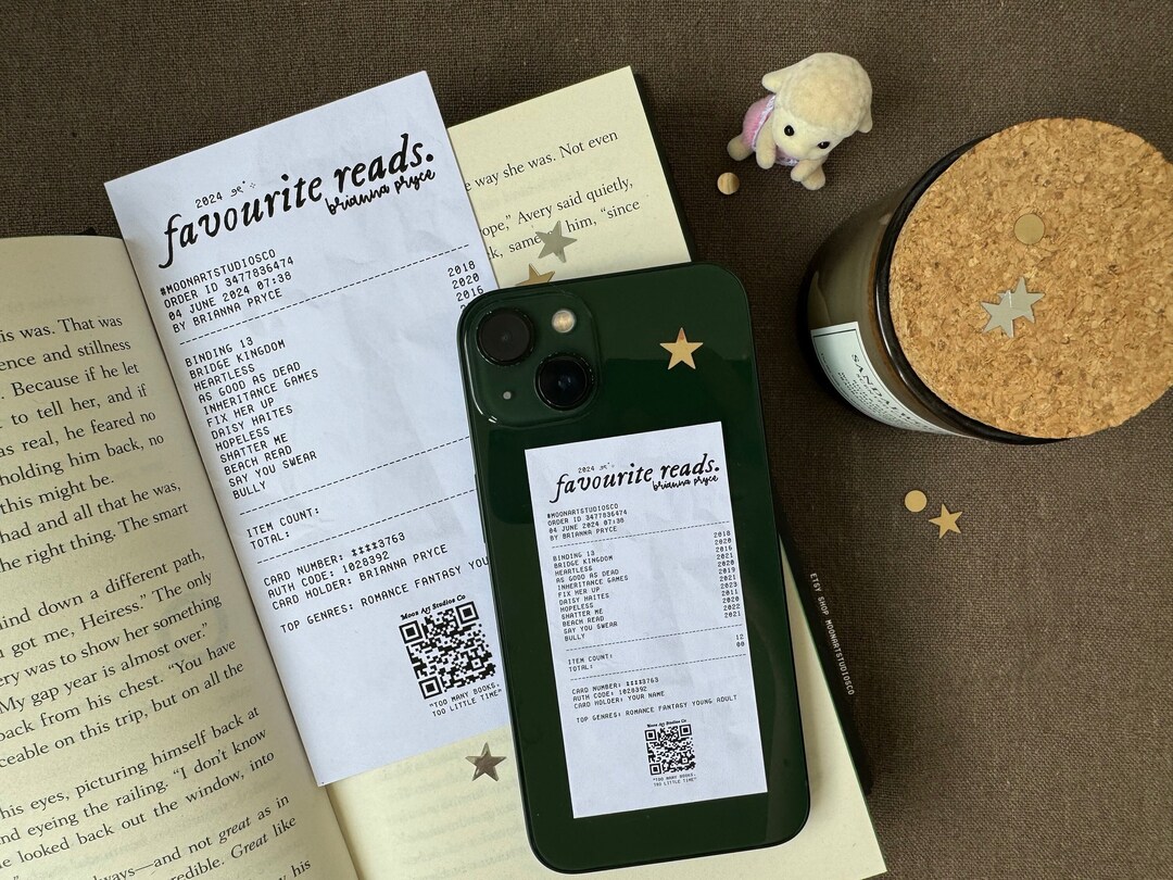 Custom Bookish Receipt Bookmark Phone Print A4 | Personalised Bookish ...