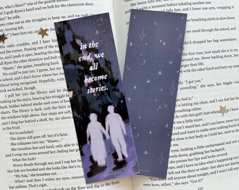 Al final, todos nos convertimos en historias, marcapáginas ilustrado para amantes de la lectura / regalos para amantes de los libros, regalos para lectores, regalo para ratones de biblioteca, regalo para el club de lectura Booktok