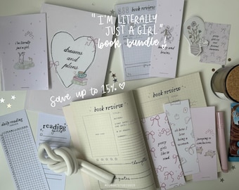 just a girl cute bookish bundle box | reader gift box, booktok, book club gift, reading planner, reader stationary, book lover gift book box