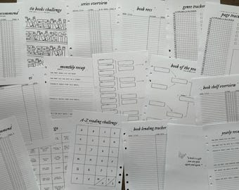 Planificador de lectura con cuadrícula de reseñas de libros A5, diario de lectura, rastreador de lectura, regalo para lectores, regalo para clubes de lectura, booktok para amantes de los libros, filofax, kikki k
