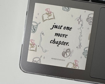 あと1章だけ スクエア ブックステッカー | Kindleケースステッカー、ブックトック、本好きへのギフト、かわいいステッカー、ノートパソコン用ステッカー