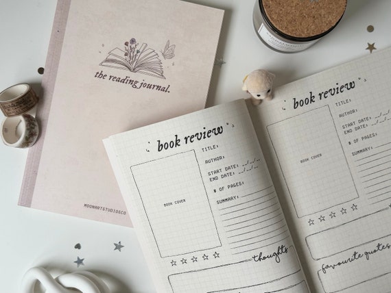 softcover book review journal grid | reading planner, tbr journal, reading diary, book tracker, reader gift, book club gift, bookish booktok