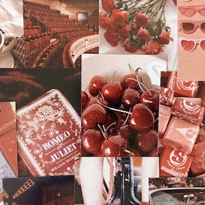red mini wall collage kit, aesthetic [collage prints] [collage wall kit] [aesthetic collage set] [wall collage prints]