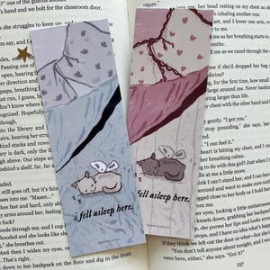 I fell asleep here cute cat bookmark | cozy bookmark, illustrated bookmark, bookish, booktok, cat lover gifts, cats & books, book lover gift