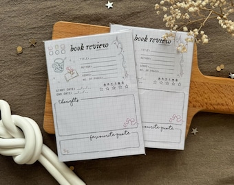 book review notepad - A6 50 pages | book lover notepad, reader stationary, book review template, bookish gifts, reading tracker, booktok