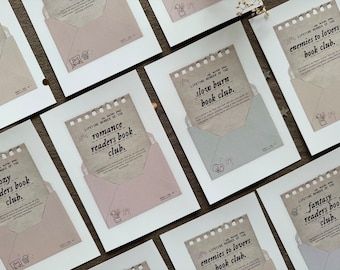 boekenclub-tropes schoolse kunstafdruk 6 x 4 inch | romantische boeken, vijanden van geliefden, fantasie, booktok, boekmerchandise, boekposter, boekenplankdecor