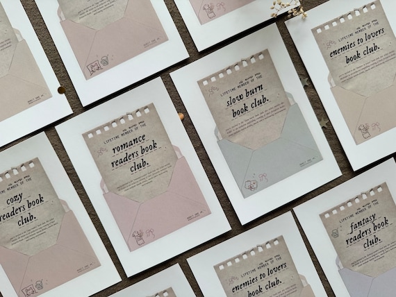 book club tropes bookish art print 6x4 inch | romance books, enemies to lovers, fantasy, booktok, book merch, book poster, bookshelf decor