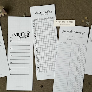 printable bookmarks reading goals, daily reading tracker, library book tracker [gifts for book lover, bookish quotes, bookish stationery]