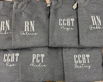 RN Embroidered Sweatshirt, Nurse Embroidery Sweater, Nurse Gift