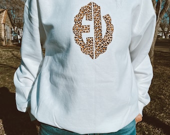 Scalloped Monogram Applique Sweatshirt