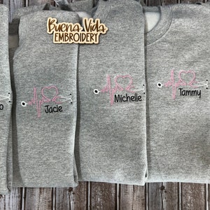 Personalized Nurse Embroidered Sweatshirt, Nurse Crewneck, Personalized Sweater, Nurse Gift