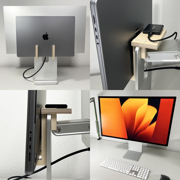 MacBook Holder for Apple Studio Display & Peripherals - Minimalist Desk Organizer