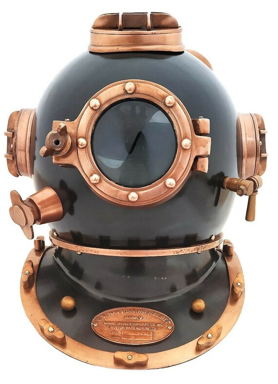 Mini Tauchhelm Boston Morse US Navy | Antiker Taucherhelm Messing | 15,2cm Deko Objekt