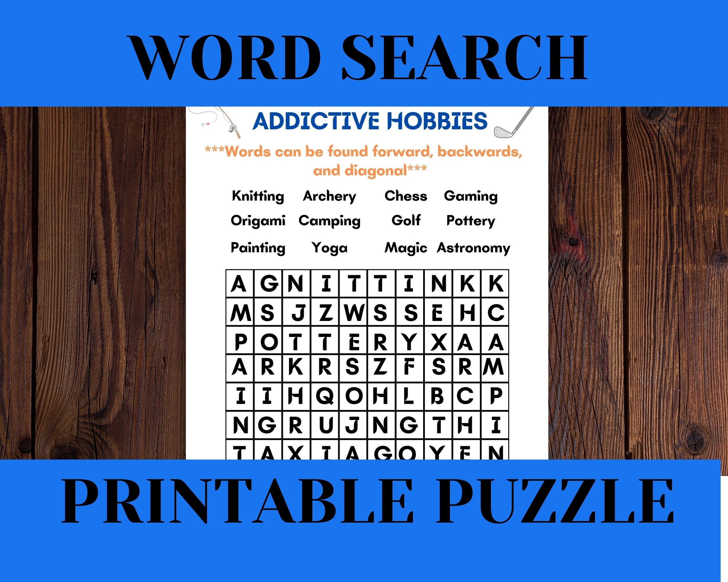 word search printable hobbies etsy