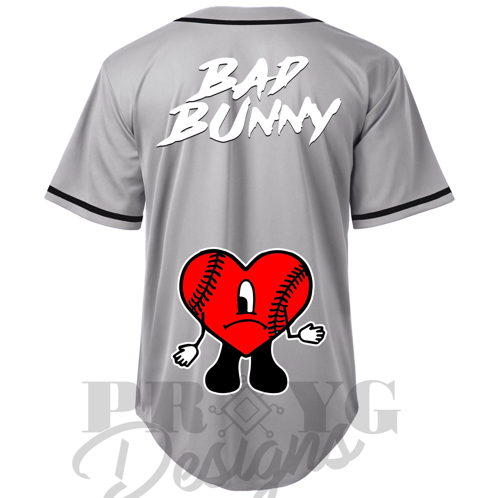 Adult Dodgers Bad Bunny Inspired Gray Baseball Jersey Benito 