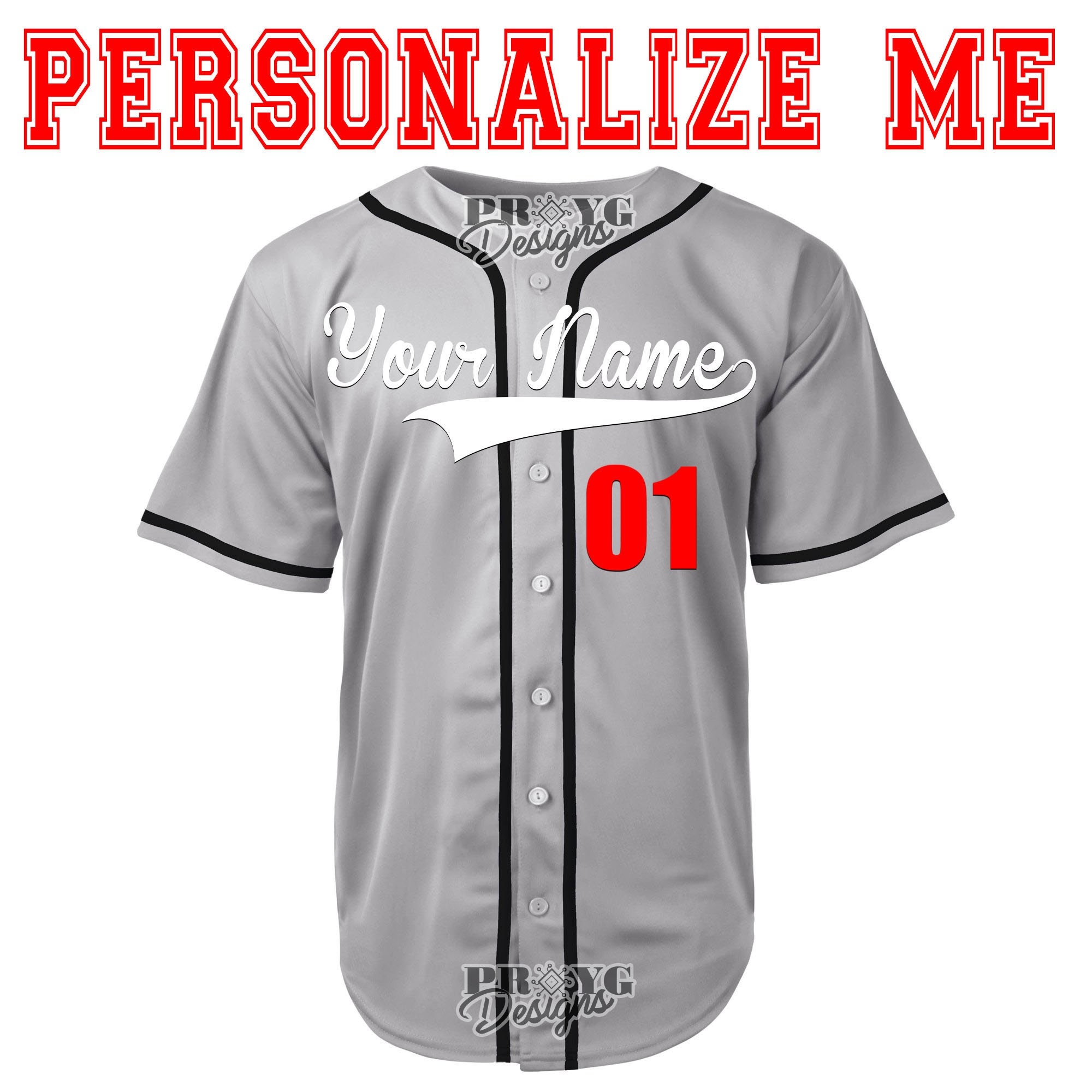 Youth & Adult Gray Button Front Baseball Jersey - Blank Jerseys