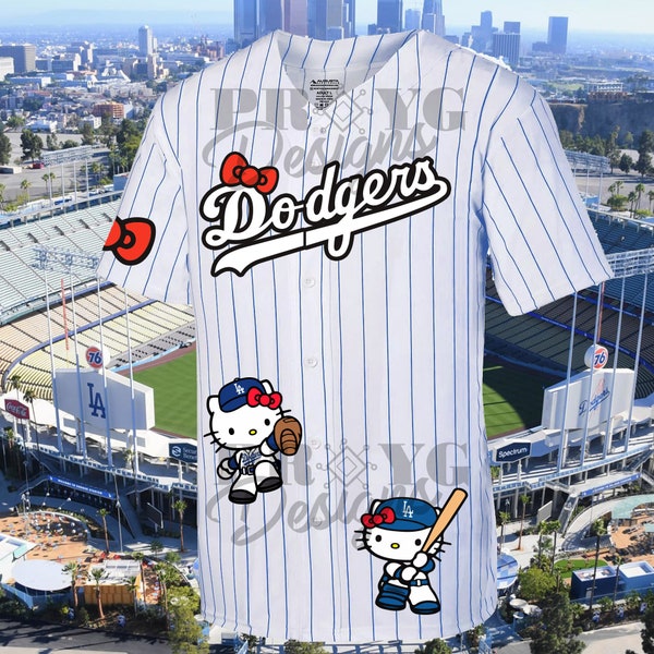 Adult HK LA Kitty, Personalized blue Pin stripe Custom Baseball Jersey, Baseball mom, Birthday Jersey, Personalized Gift