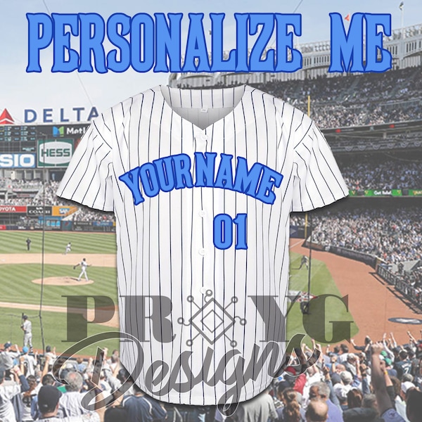 Adult Personalized blue Pin stripe Custom Baseball Jersey, Baseball mom, Birthday Jersey, Personalized Gift, Anniversary Gift, Two Tone Font