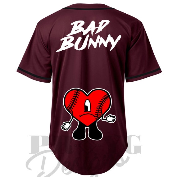 Adult Dodgers Bad Bunny Inspired Burgundy Baseball Jersey 