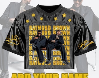 Raymond and Brown R&B Tour 2026 , Cropped top Black Football Jersey, Personalized with Gold Glitter