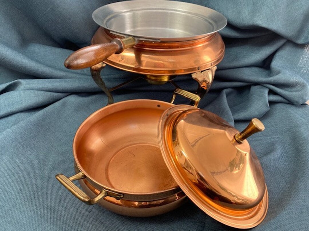 Vintage Copper Chafing Dish Table Food Warmer Etsy
