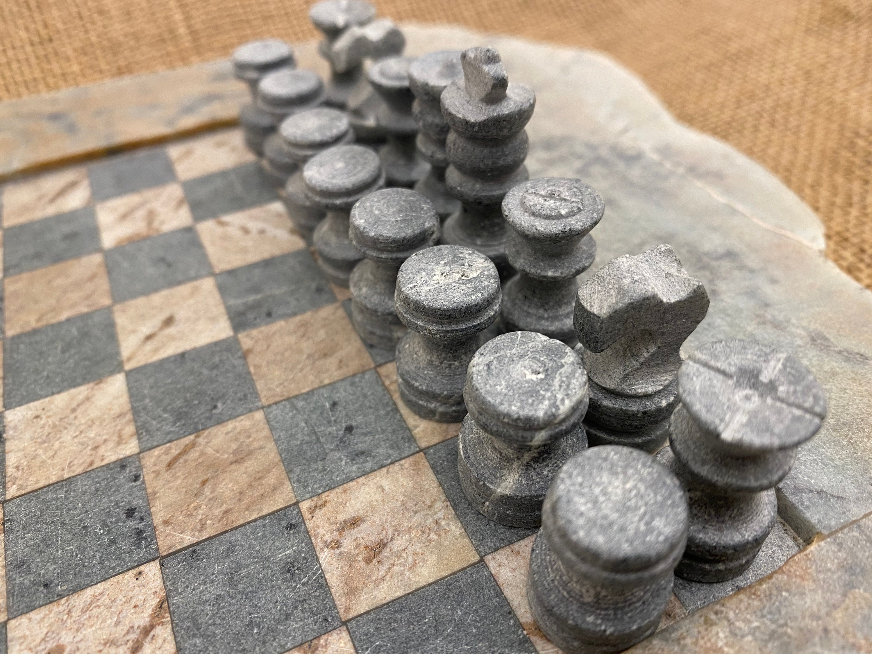 Unique Chess Set From Brazil. Beautiful Natural Stone Design 