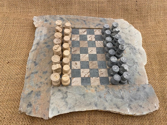 Unique Chess Set From Brazil. Beautiful Natural Stone Design 