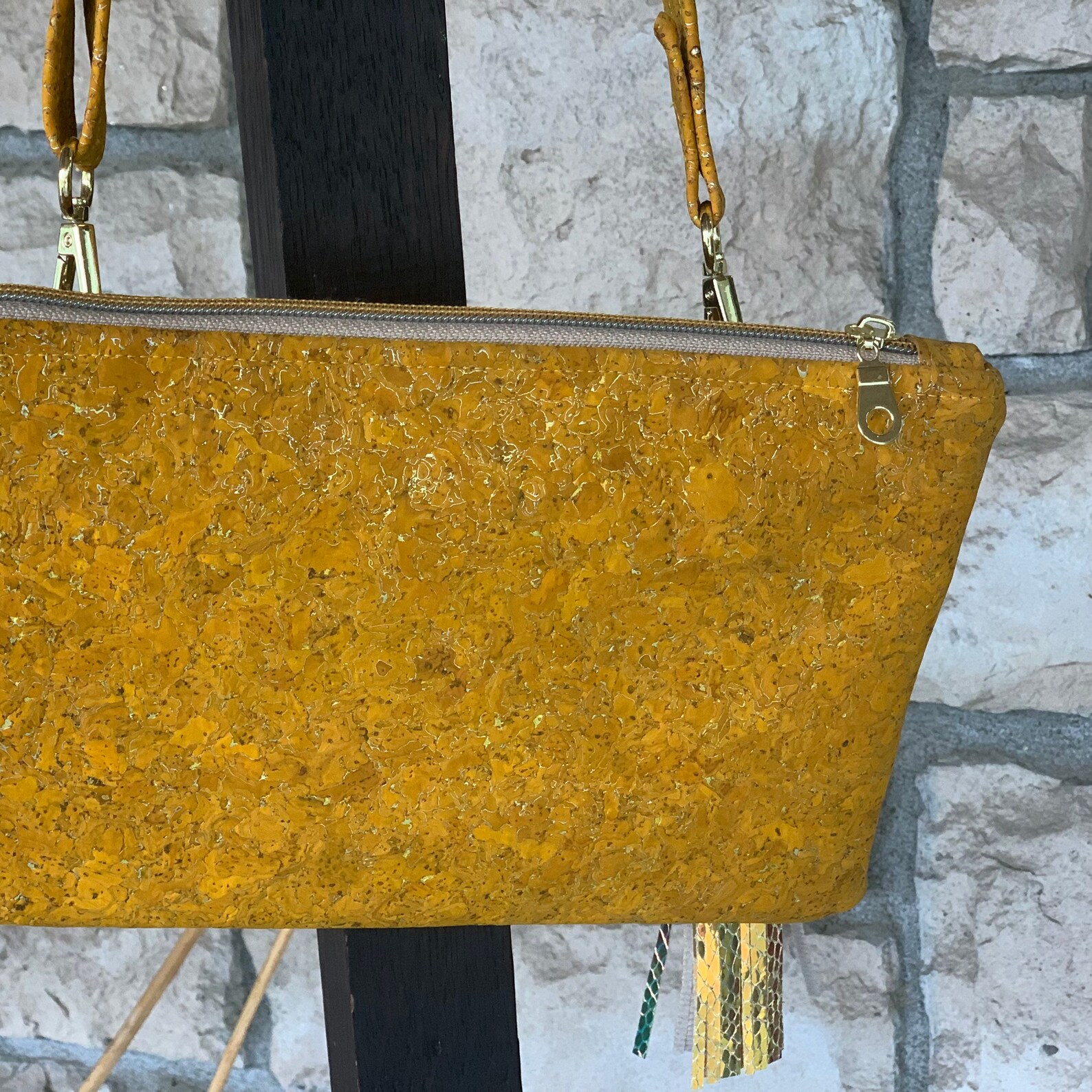 Yellow Cork Purse Yellow Handbag Cork Bag Vegan Purse Etsy