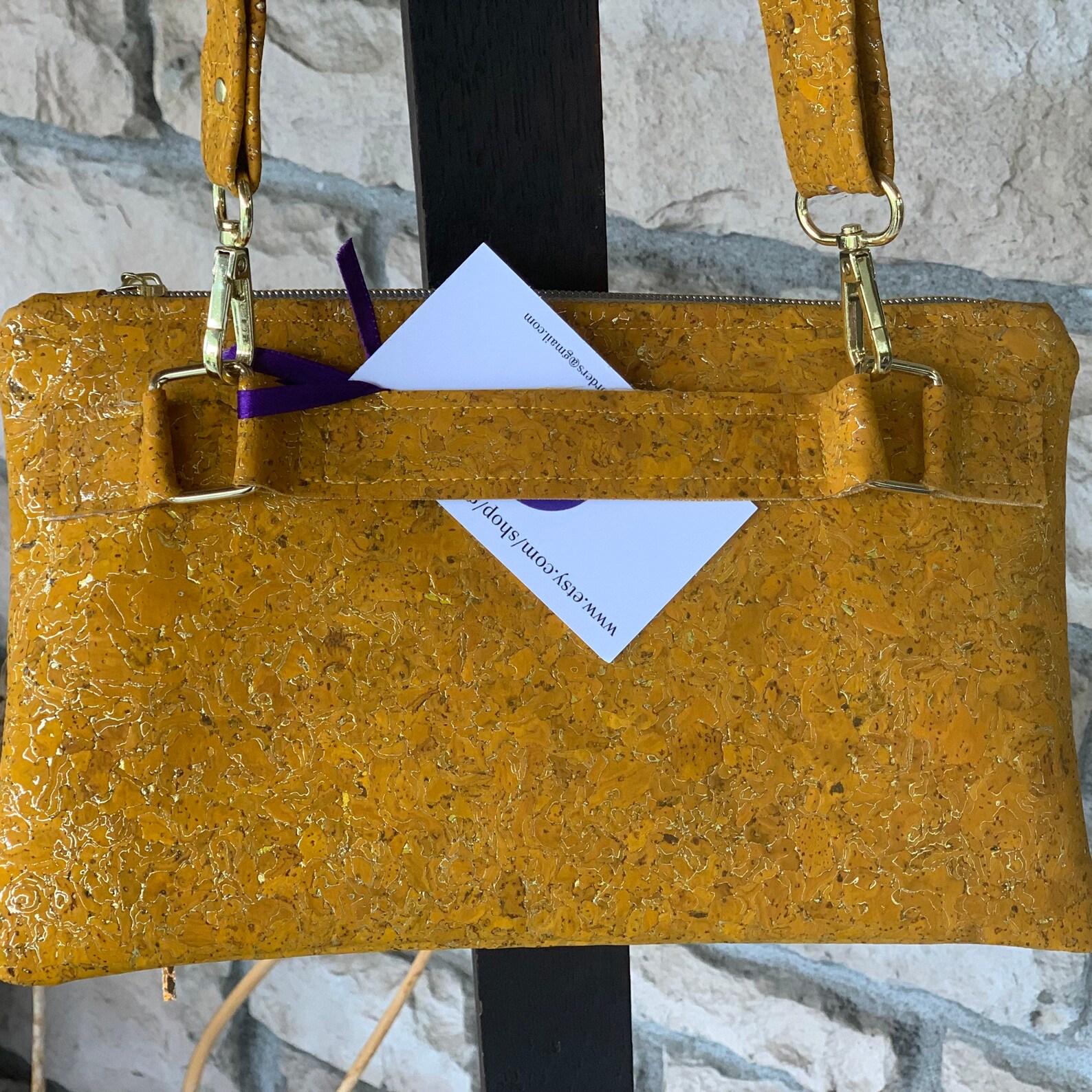 Yellow Cork Purse Yellow Handbag Cork Bag Vegan Purse Etsy