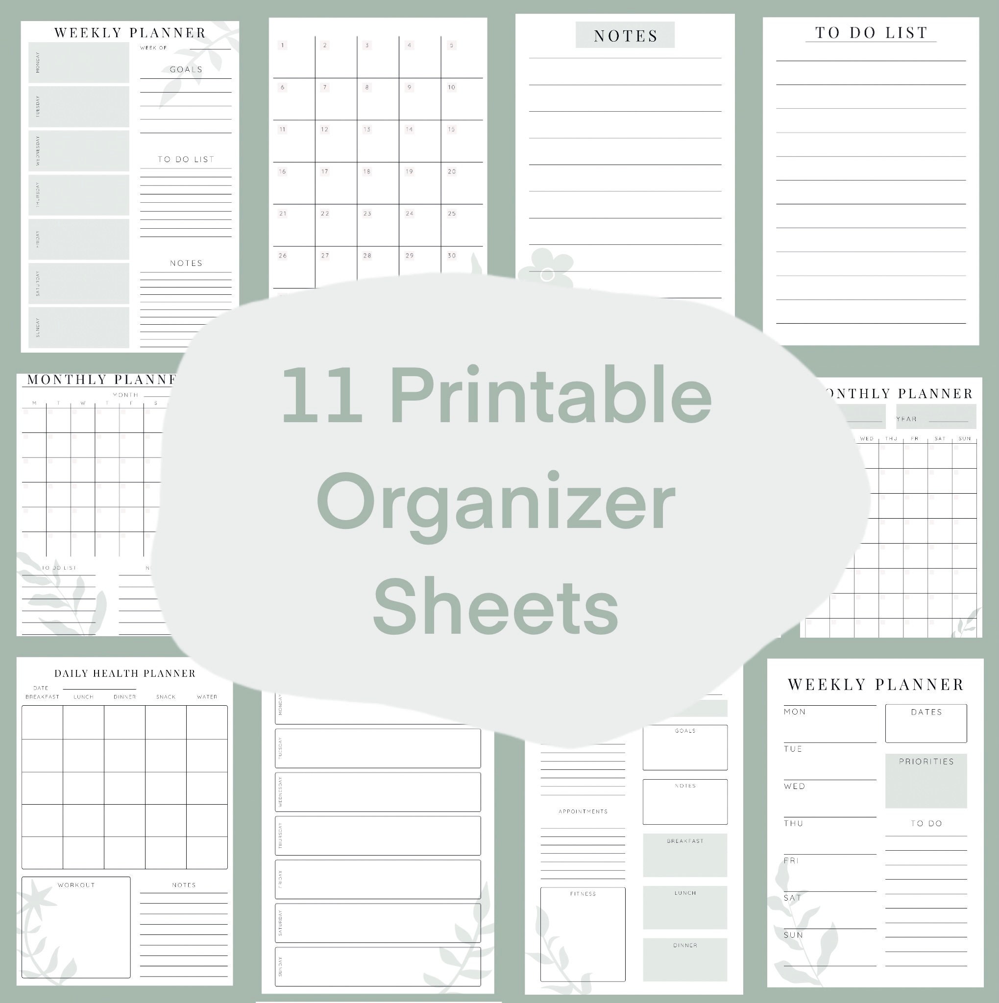 11 printable planner sheets printable organizers Etsy