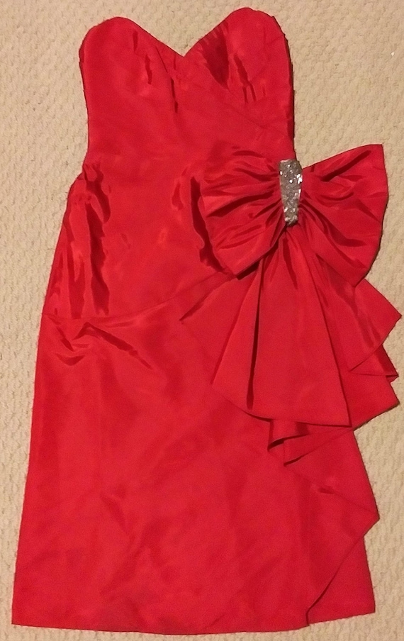 Vintage 1980s Strapless Designer Cocktail Dress