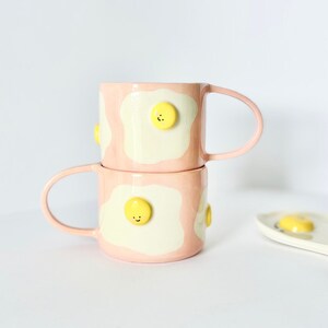 Fried Egg Ceramic Cup Handmade coffee cup Cute tea cup imagen 2