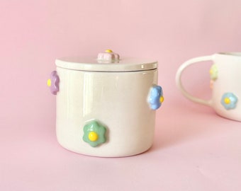 Unique ceramic jar - Ceramic trinket box - Storage Pot - Hand-painted salt cellar - Kitchen storage - Gift for her