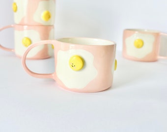 Fried Egg Ceramic Cup - Handmade coffee cup - Cute tea cup