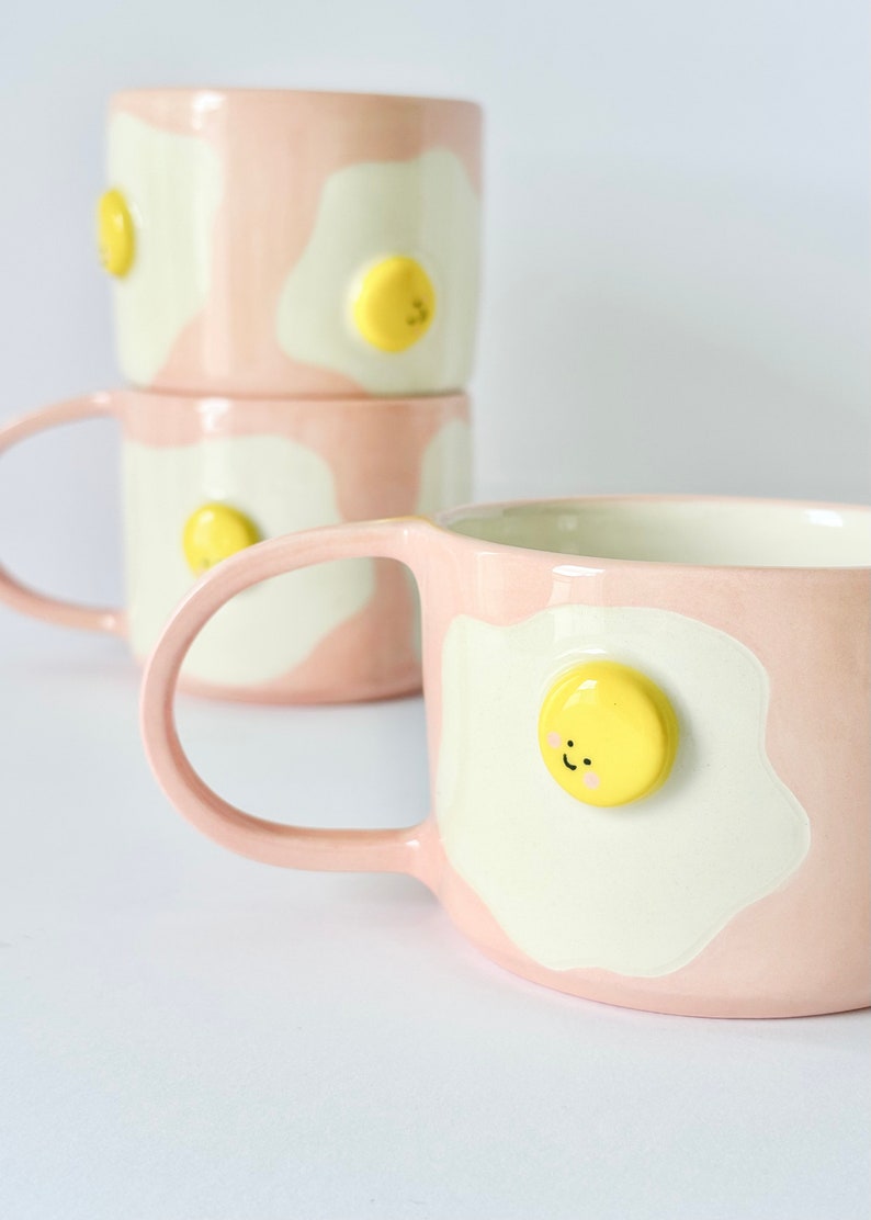 Fried Egg Ceramic Cup Handmade coffee cup Cute tea cup imagen 6