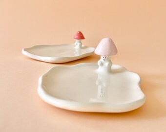 Ceramic Jewelry Tray - Jewelry Ring Holder - Mushroom Ring Organizer - Display Tray for Home Decor
