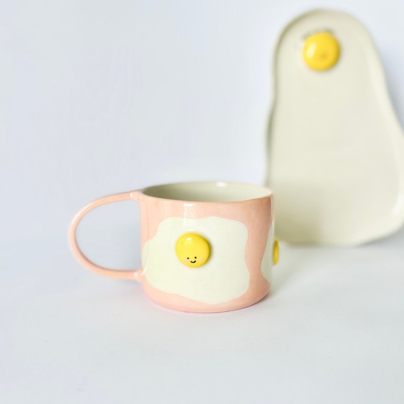 Fried Egg Ceramic Cup Handmade coffee cup Cute tea cup imagen 4