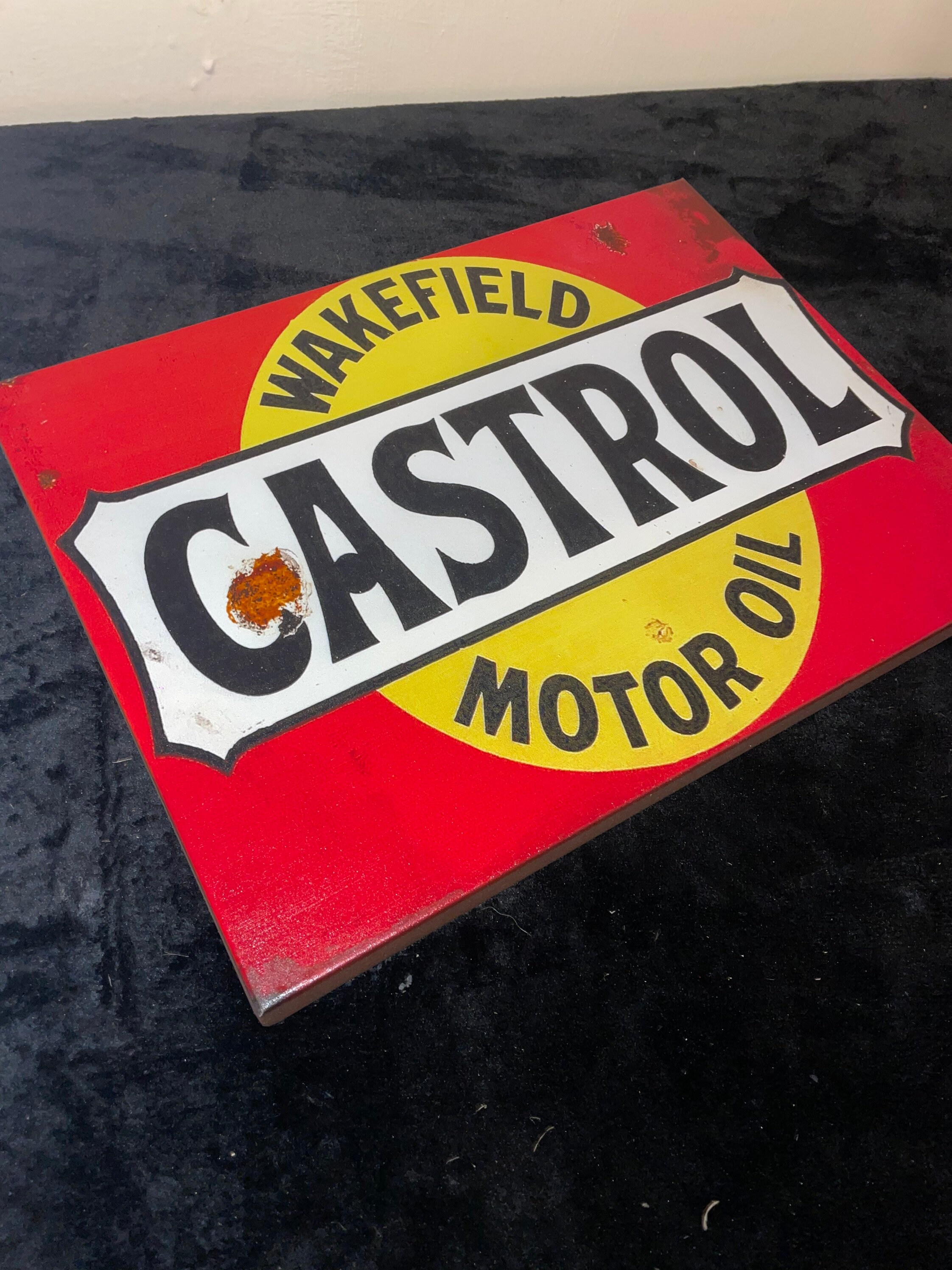 New Large Wakefield Castrol Motor Oil Wall Hanging Metal Rustic Style ...