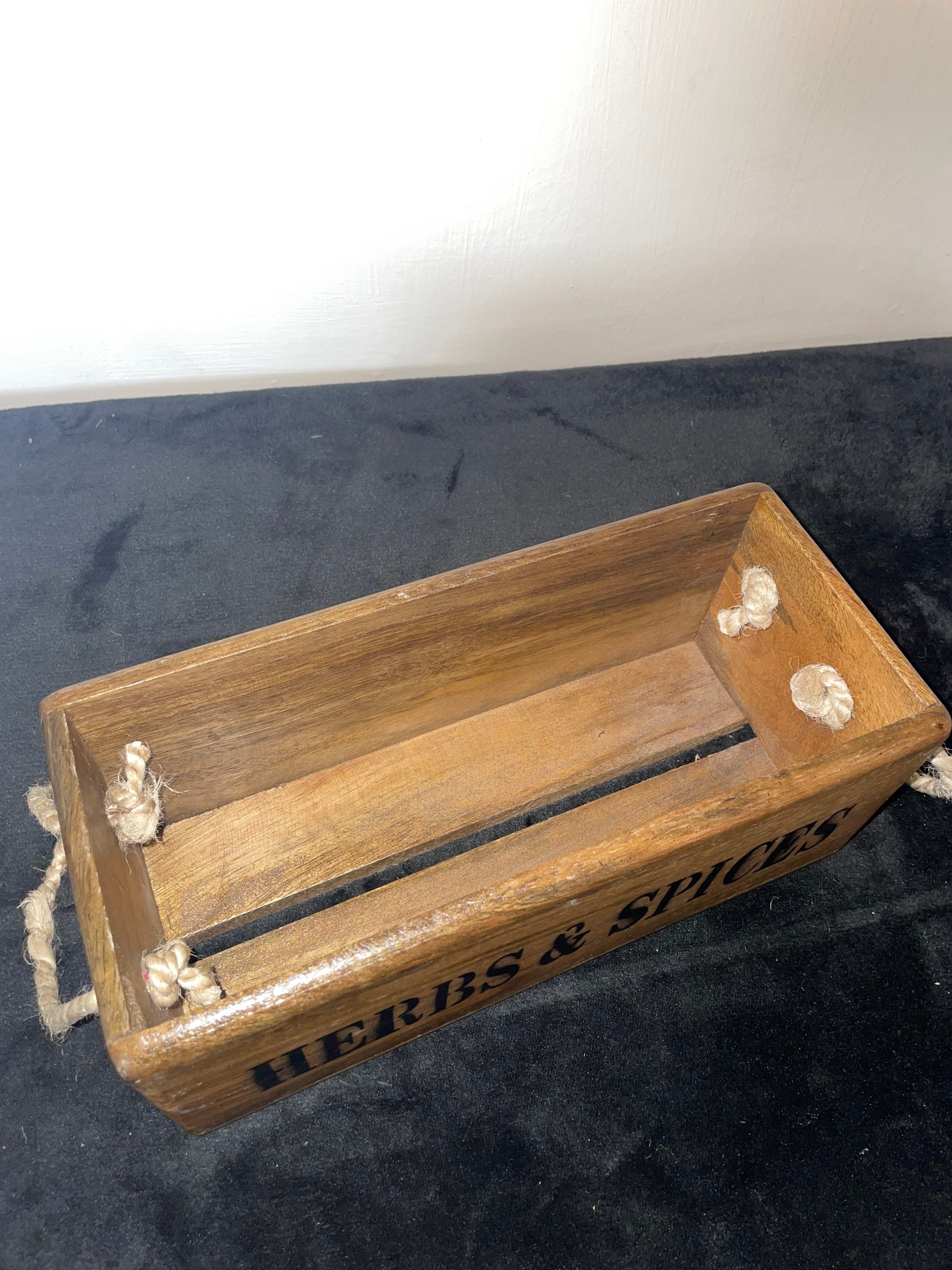 New herbs and spices wooden storage box with rope handles Etsy