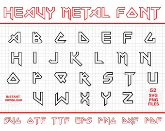 Heavy Metal Font, Hard Rock Font, Rock Font, Metal Font, Heavy Metal Alphabet, Heavy Metal Letters, Heavy Metal Svg, Rock Letters