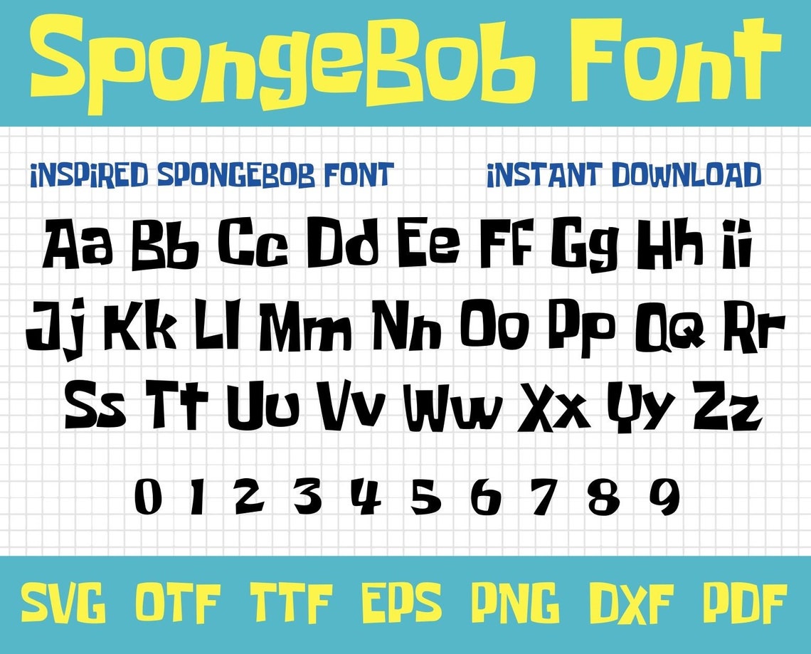 SpongeBob Font SpongeBob Font SVG SpongeBob SpongeBob Svg | Etsy