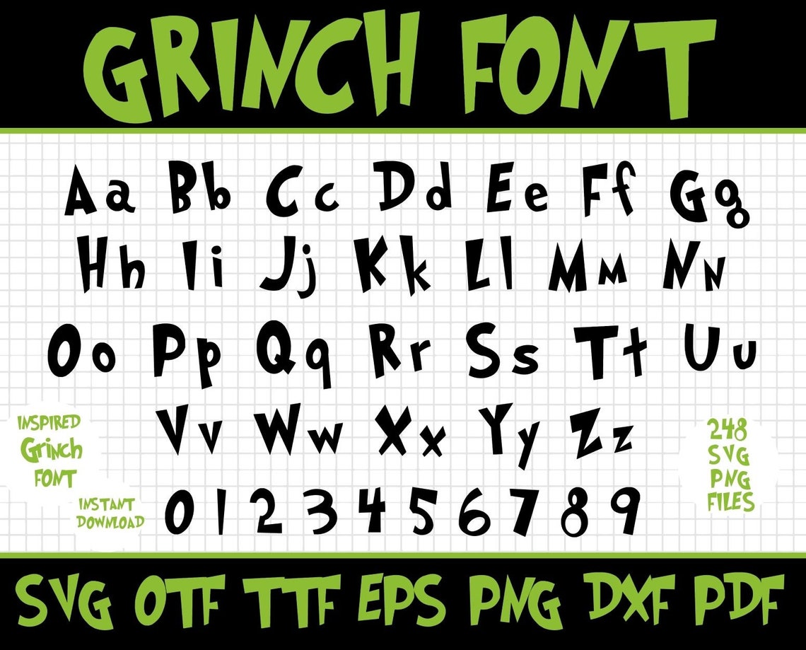Grinch Font Svg Grinch Svg Grinch Font Grinch Letters | Etsy