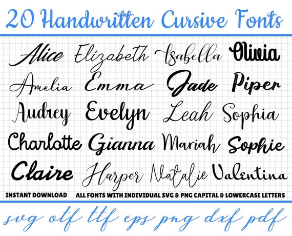 Handwritten Fonts Svg Cursive Font Svg Cursive Font Bundle | Etsy Canada