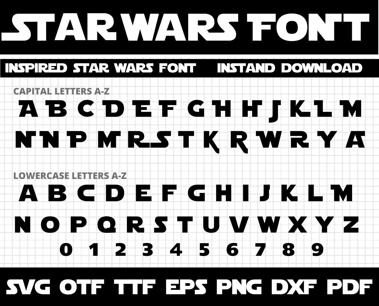 Star Wars Schriftart Star Wars Alphabet Star Wars Star Wars Etsy