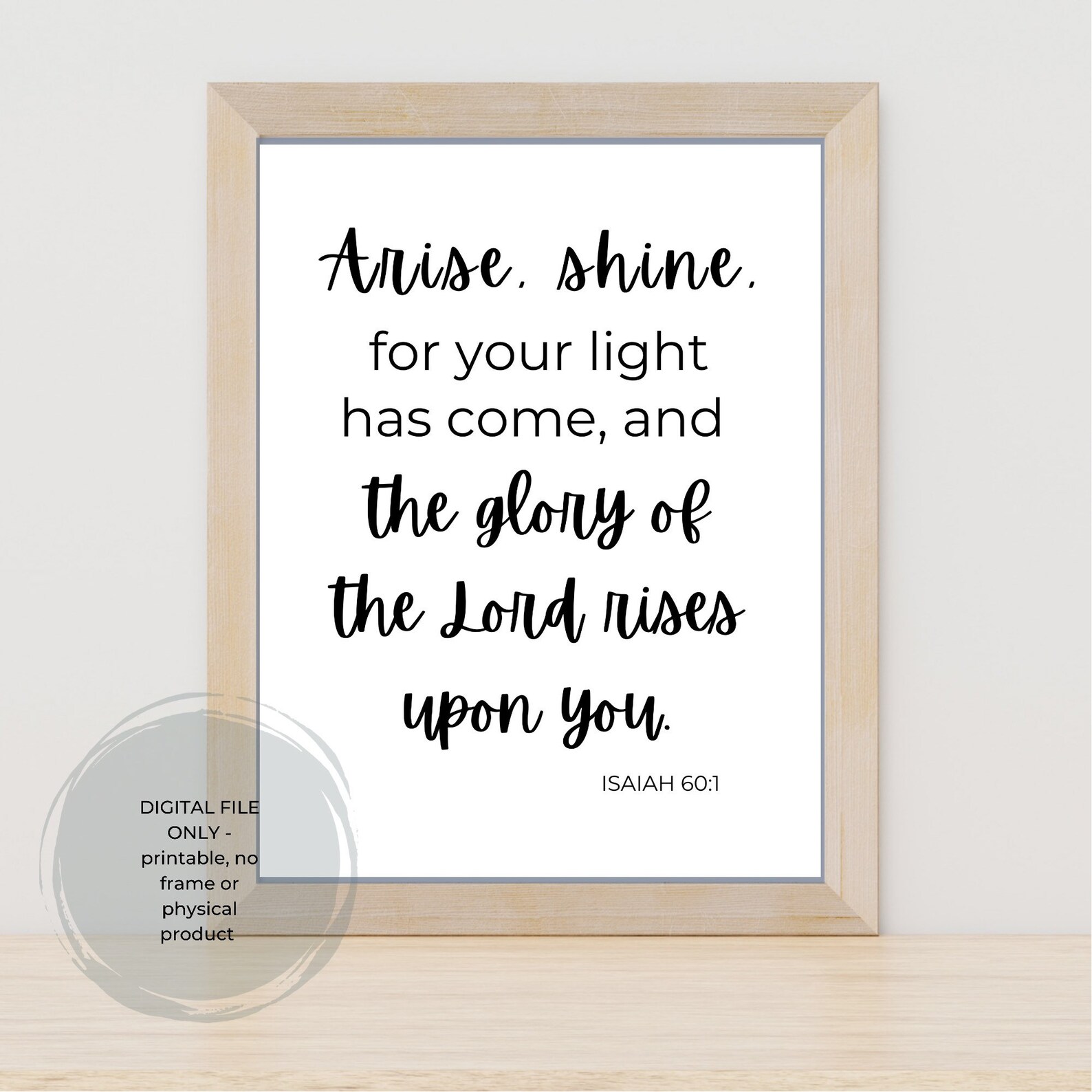 Arise and Shine Isaiah 60:1 Printable Bible Verse Digital File Wall Art ...