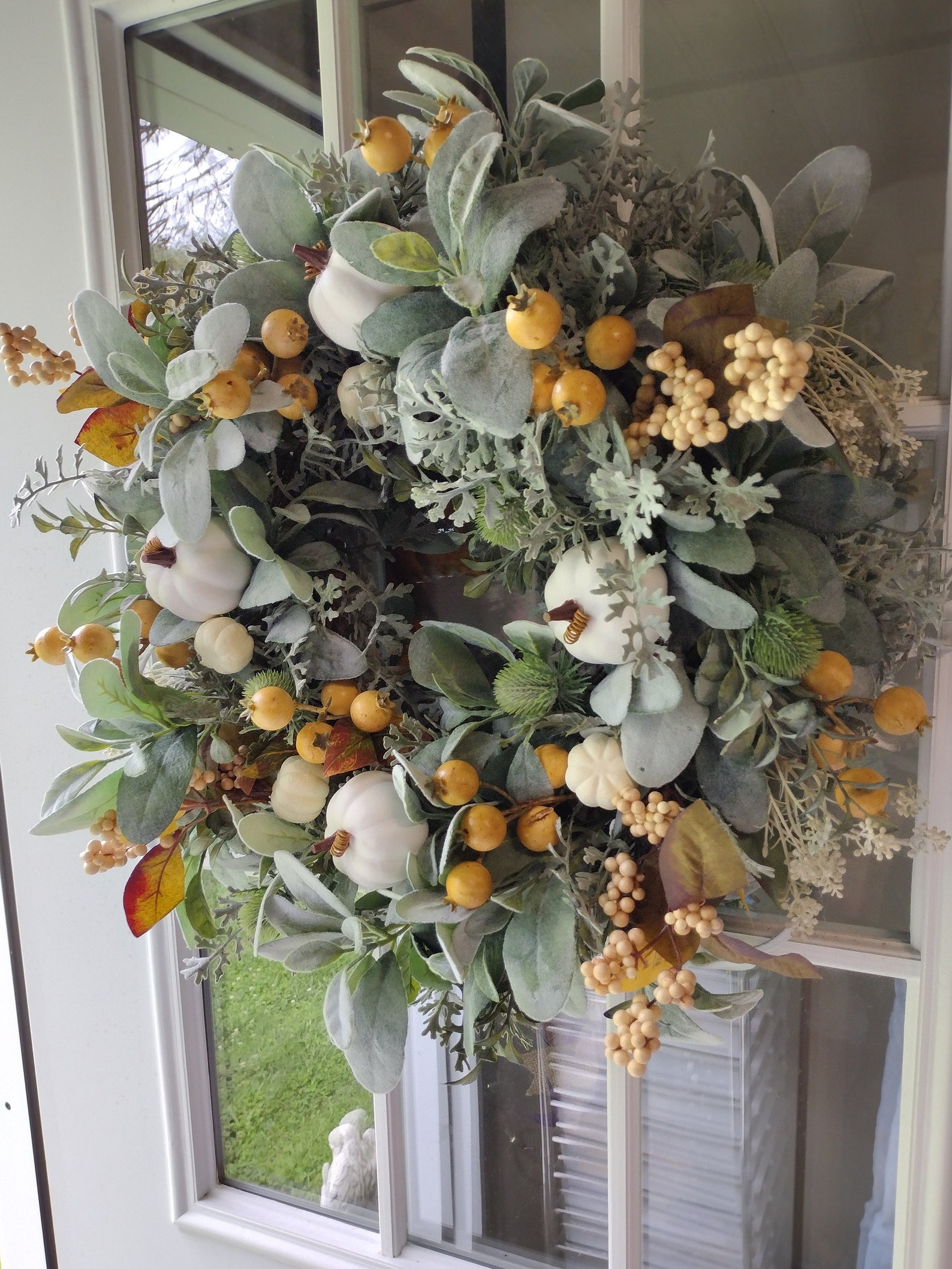 Front Door Wreaths For Fall Lambs Ear Wreath For Fall Etsy Front door wreaths for fall lambs ear wreath for fall etsy