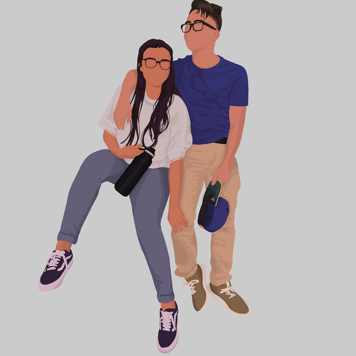 Faceless Portrait Digital Illustration Faceless Graphic | Etsy