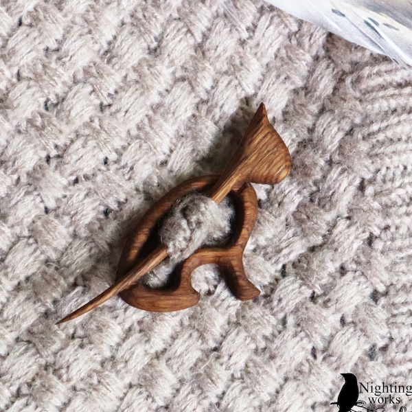 Wooden Cat Pin, Shawl Pin, Wood Scarf Pin, Eco Friendly Accessory, Cat Lovers Gift, Cat Jewelry, Cat Brooch, Kitty Pin, for Her Under 20