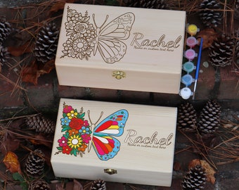 Personalized Engraved Paint Yourself Box, Personalized Engraved Wooden Box, Art Kit for Adults, DIY Kit, Custom Craft Box, Gift for Mom