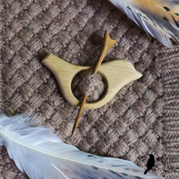 Wooden Bird Pin, Shawl Pin, Wood Scarf Pin, Eco Friendly Accessory, Bird Lovers Gift, Birds Jewelry, Bird Brooch, for Her Under 20